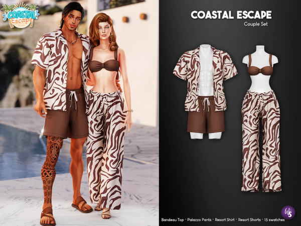 Alpha Coastal Escape Matching Couple Set - The Sims 4 Custom Content