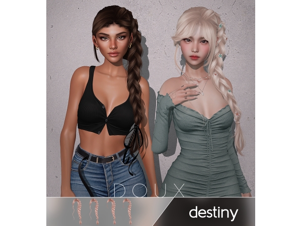 Alpha DOUX Destiny Hairstyle - The Sims 4 Custom Content