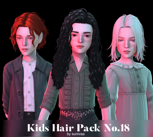 Maxis Match Kids Hair Pack No18 by simsfinds - The Sims 4 Custom Content