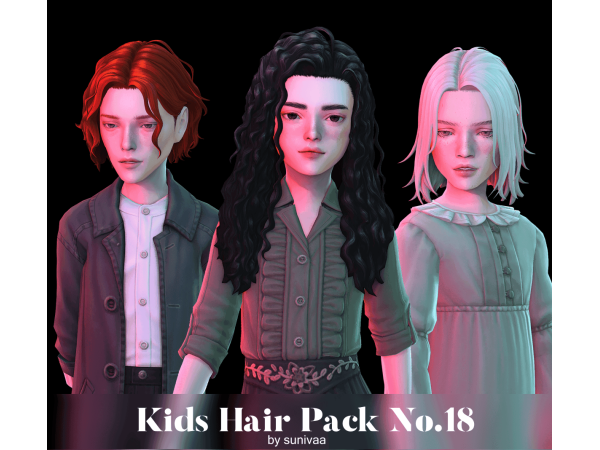 Maxis Match Kids Hair Pack No18 by sunivaa - The Sims 4 Custom Content