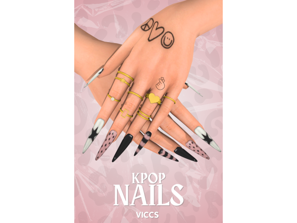 Alpha VICCS_ KPOP NAILS (TEEN ELDER) - The Sims 4 Custom Content