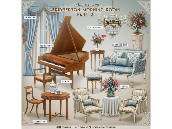 Alpha May 2026 Set Bridgerton Morning Room Part 2 - The Sims 4 Custom Content