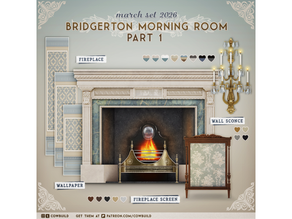 Alpha March 2026 Set (2) Bridgerton Morning Room Part 1 - The Sims 4 Custom Content