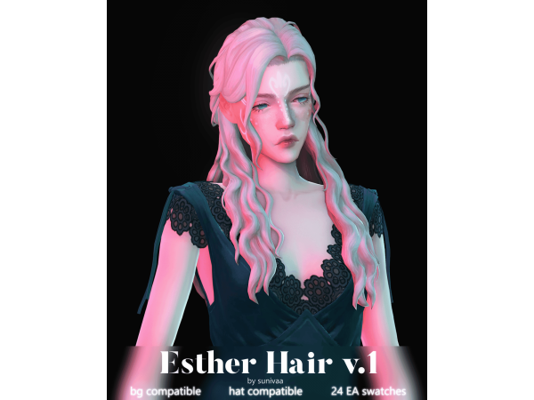 Maxis Match Esther Hair by sunivaa - The Sims 4 Custom Content