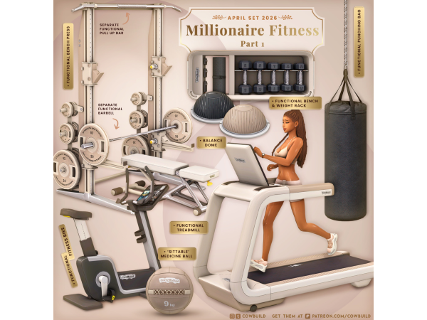 Alpha April 2026 Set Millionaire Fitness Part 1 - The Sims 4 Custom Content