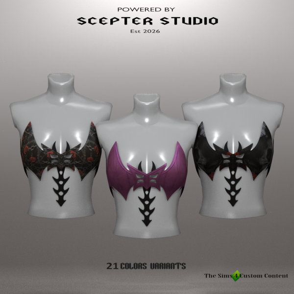 Alpha Ebony C top by scepterstudio - The Sims 4 Custom Content