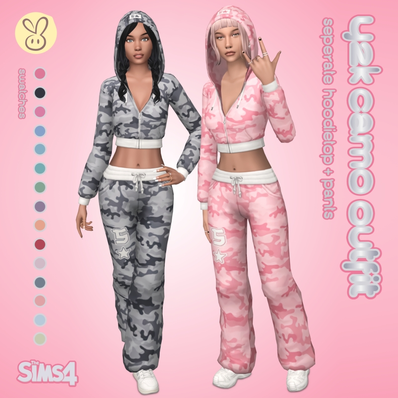 Maxis Match Y2K Camo Outfit by lemonbunny - The Sims 4 Custom Content