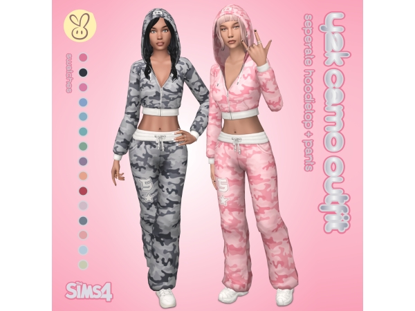 Maxis Match Y2K Camo Outfit - The Sims 4 Custom Content
