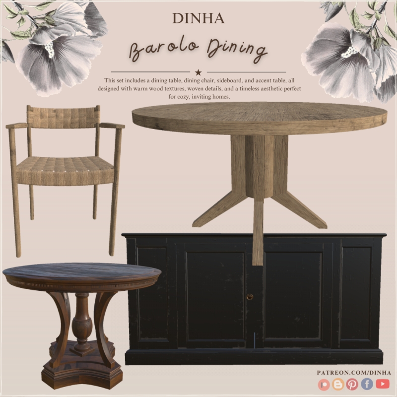 Alpha Barolo Dining Room by dinhagamer - The Sims 4 Custom Content