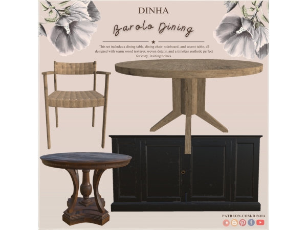 Alpha Barolo Dining Room - The Sims 4 Custom Content