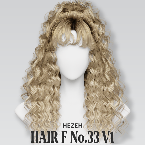 Alpha [Hezeh]FHair No33 V1 by hezeh - The Sims 4 Custom Content