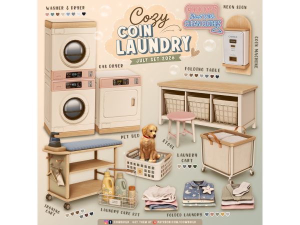 Alpha July 2026 Set Cozy Coin Laundry - The Sims 4 Custom Content