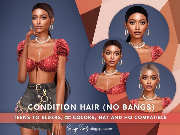 Alpha Condition Hair (No Bangs) - The Sims 4 Custom Content