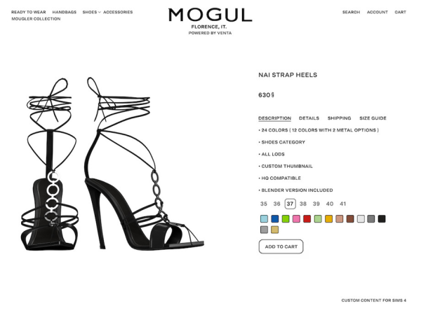 Alpha MOGUL Nai Strap Heels by VentaStudio - The Sims 4 Custom Content