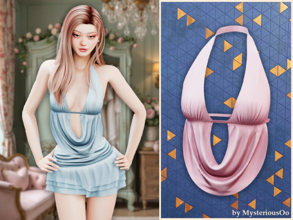 Alpha Plunge halter swim top by MysteriousOo - The Sims 4 Custom Content
