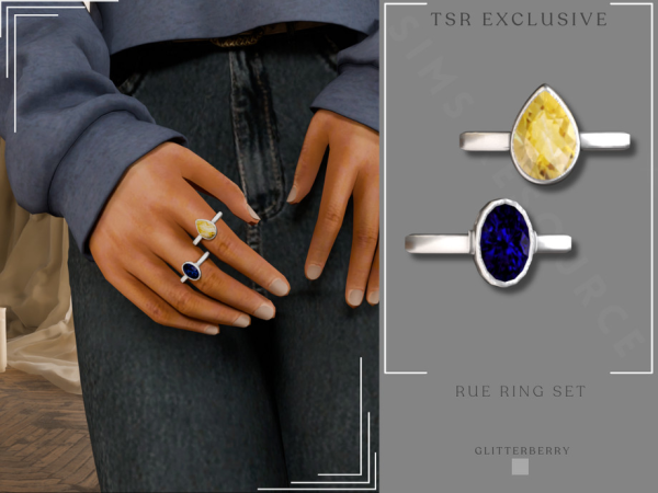 Alpha Rue Ring Set by Glitterberryfly - The Sims 4 Custom Content