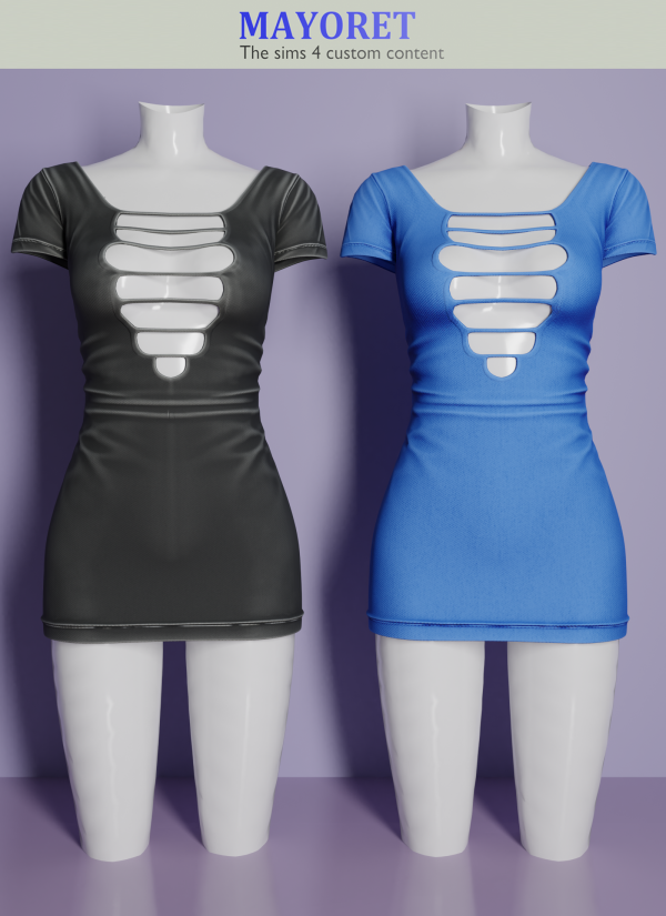 Alpha LS Selena Mini Dress by mayoret - The Sims 4 Custom Content