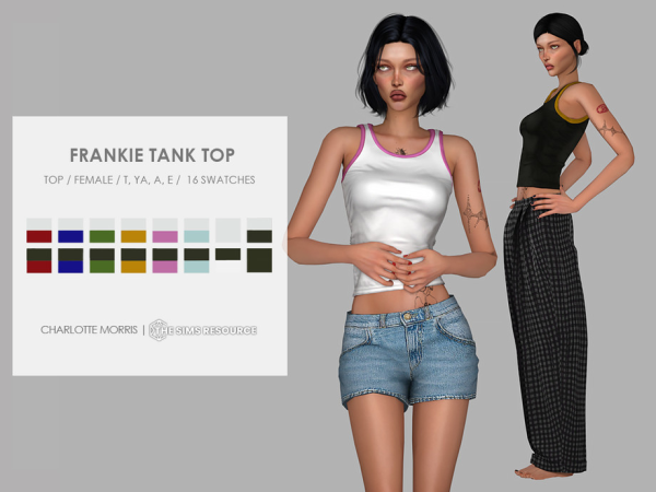 Alpha Frankie Tank Top by Charlotte_Morris - The Sims 4 Custom Content