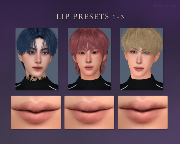 Alpha lip presets1 3 by ohmyheart - The Sims 4 Custom Content