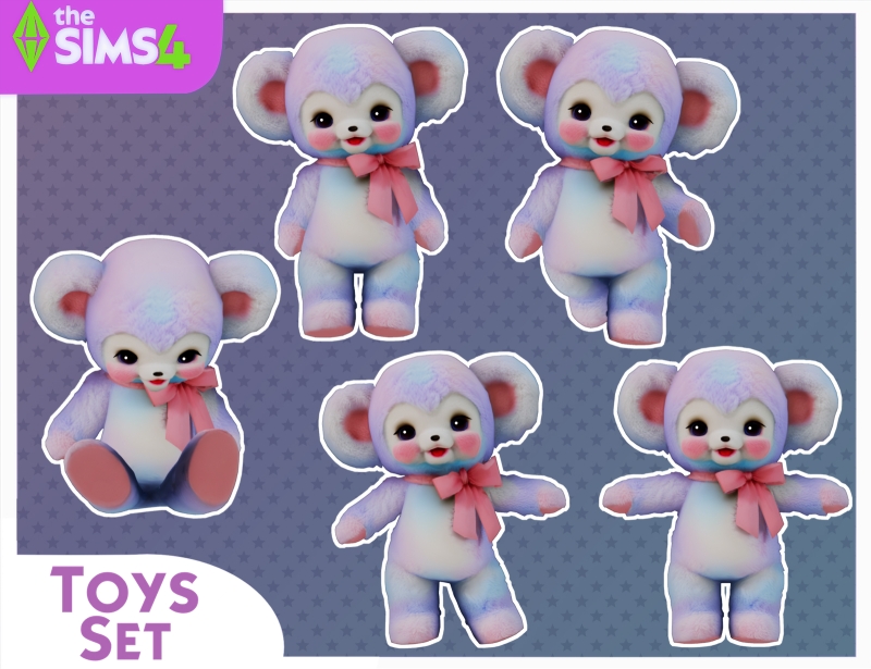 Maxis Match Pastel Functional Vintage Bears by lunoluma - The Sims 4 Custom Content