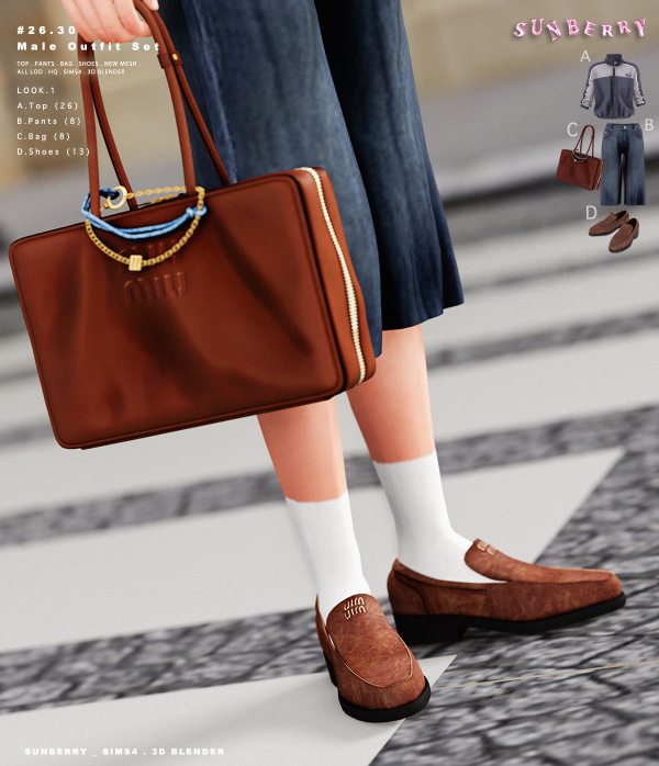 Alpha [SUNBERRY]2630_Male Outfit Set by simsfinds - The Sims 4 Custom Content