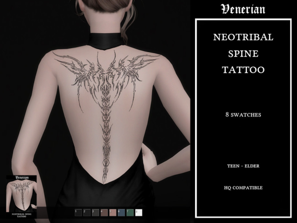 Mix Neotribal Spine Tattoo by Venerian by Venerian - The Sims 4 Custom Content