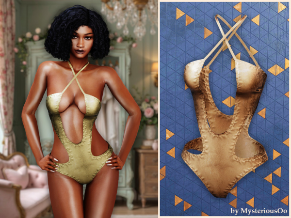 Alpha Cutout halter monokini by MysteriousOo - The Sims 4 Custom Content