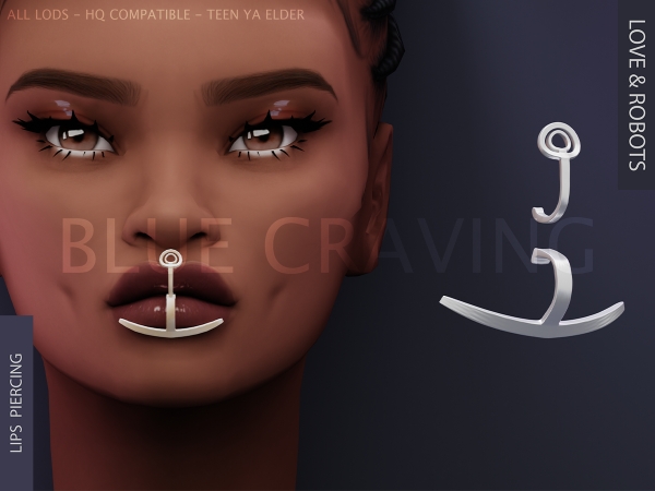 Maxis Match Blue Craving Lips Piercing - The Sims 4 Custom Content