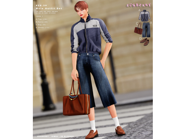 Alpha [SUNBERRY]2630_Male Outfit Set - The Sims 4 Custom Content