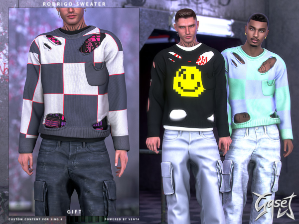 Alpha GASET Rodrigo Sweater by VentaStudio - The Sims 4 Custom Content