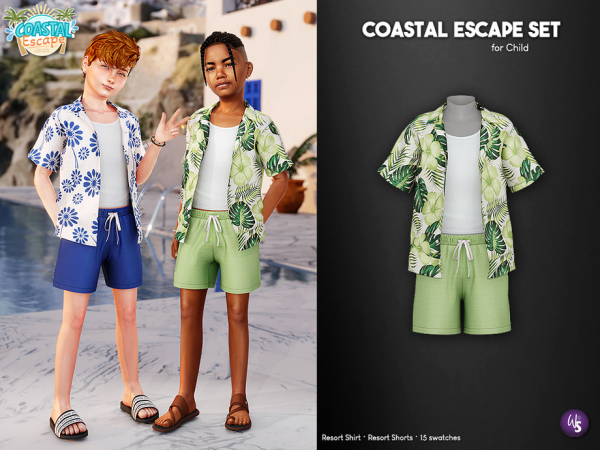 Alpha Coastal Escape Set Child by WisteriaSims - The Sims 4 Custom Content
