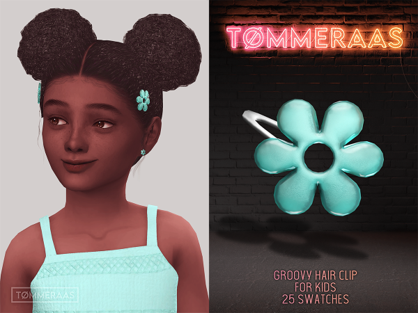 Alpha TØMMERAAS Groovy Hair Clips for Kids by tommeraas - The Sims 4 Custom Content