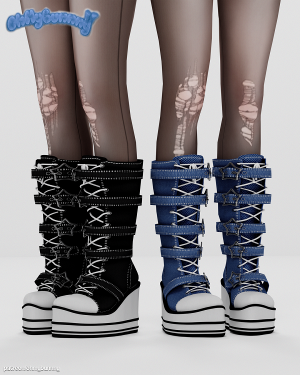 Alpha Stars Hight Sneackers by ohmybunnny2 - The Sims 4 Custom Content