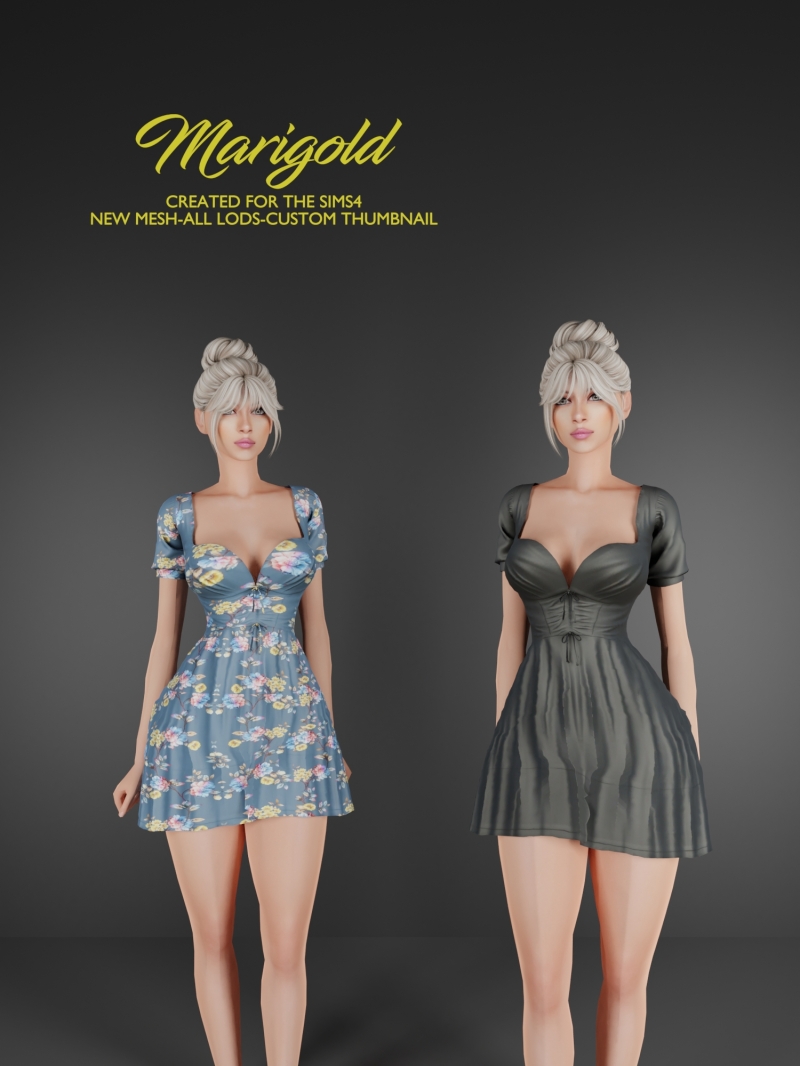 Alpha MARIGOLD SILA DRESS by marigoldsims - The Sims 4 Custom Content