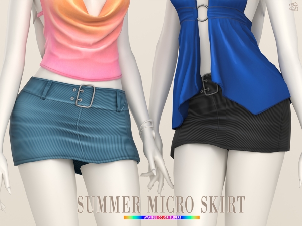 Mix Summer Micro Skirt bluerose - The Sims 4 Custom Content