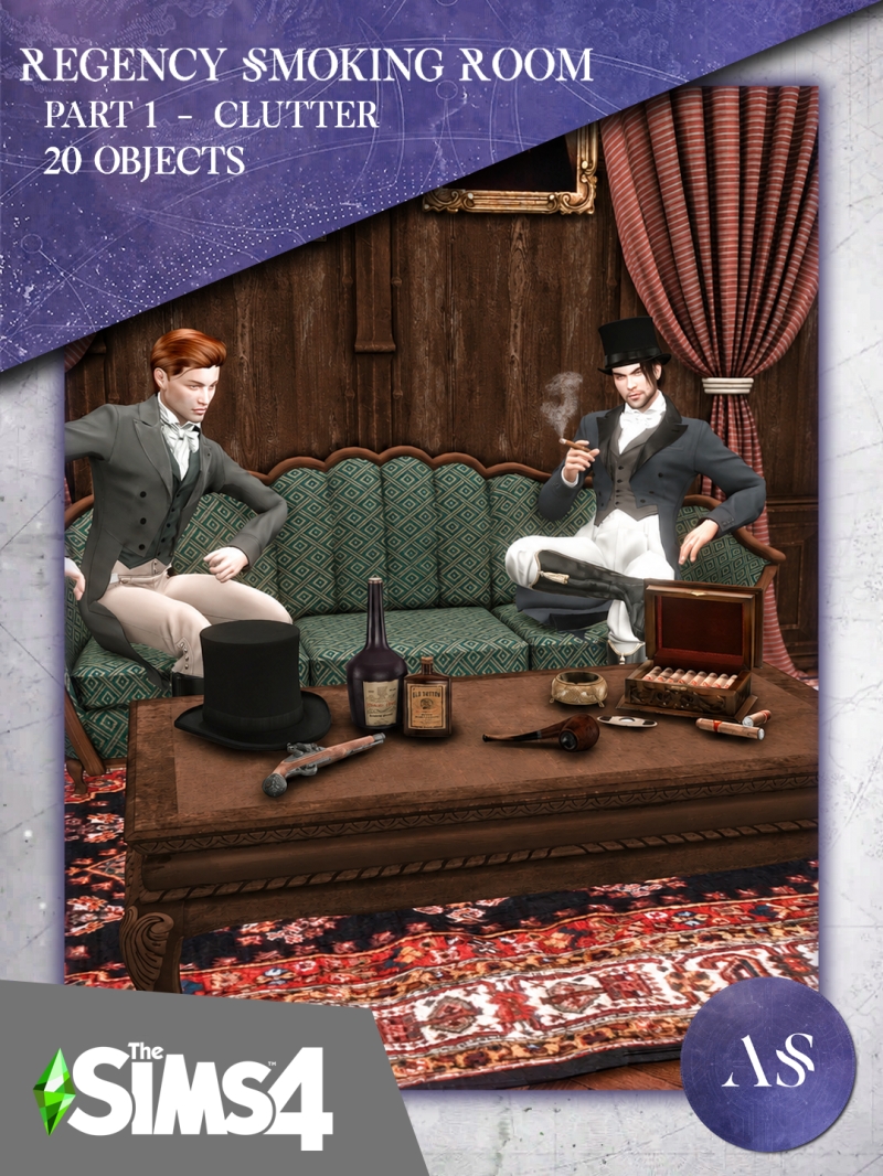 Alpha Regency SmokingRoom Part 1 Clutter by arthemissims - The Sims 4 Custom Content