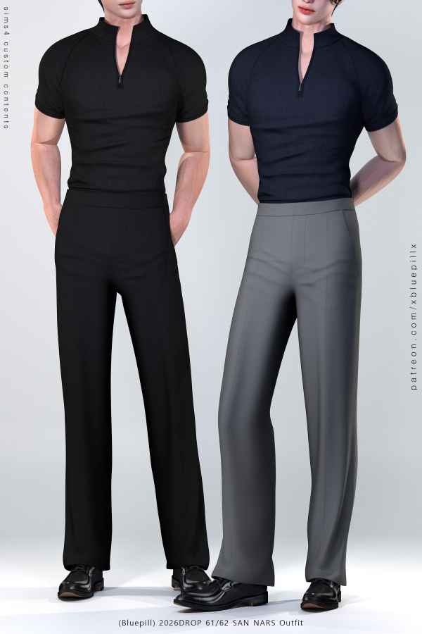 Alpha (Bluepill) 2026DROP_6162_ AM_SAN NARS Outfit by simsfinds - The Sims 4 Custom Content
