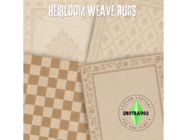 Alpha Heirloom Weave Rugs by Snotra902 - The Sims 4 Custom Content