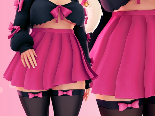 Alpha Suzu Ribbon Skirt - The Sims 4 Custom Content
