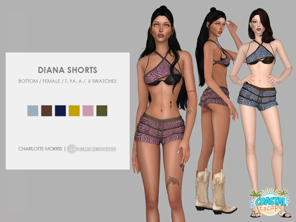 Mix Diana Shorts by Charlotte_Morris - The Sims 4 Custom Content
