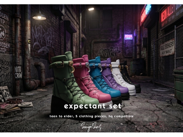 Alpha EXPECTANT SET Lace Up Ankle Boots - The Sims 4 Custom Content