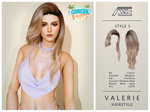 Alpha Valerie Hairstyle Style 3 by Ade_Darma - The Sims 4 Custom Content