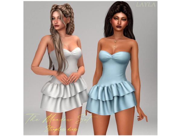 Alpha curseforge Strapless sweetheart mini dress (meadow set) - The Sims 4 Custom Content