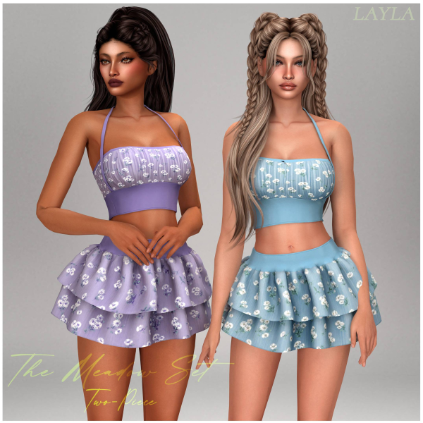 Alpha curseforge Crop top and tiered ruffle skirt (meadow set) by layla - The Sims 4 Custom Content