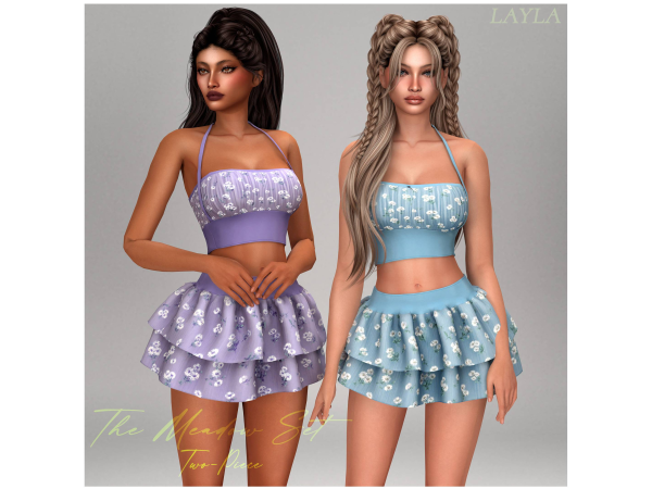 Alpha curseforge Crop top and tiered ruffle skirt (meadow set) - The Sims 4 Custom Content