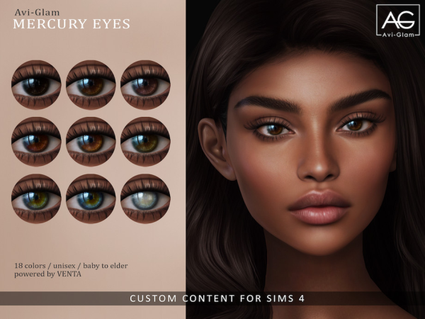 Alpha Avi Glam Mercury Eyes by VentaStudio - The Sims 4 Custom Content