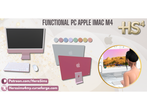 Alpha Apple PC iMac M4 Functional by herasims4 - The Sims 4 Custom Content