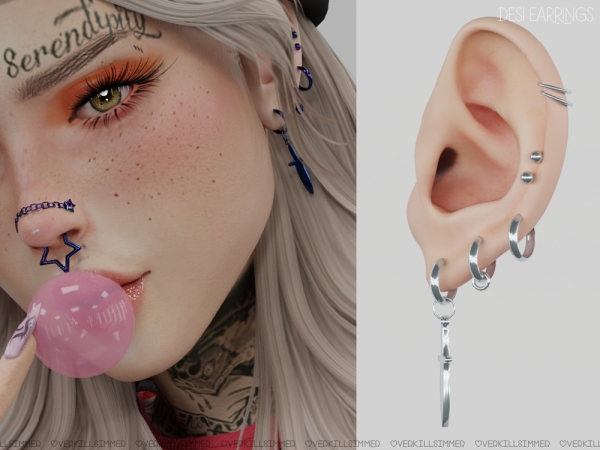 Alpha Desi earrings by overkillsimmer - The Sims 4 Custom Content