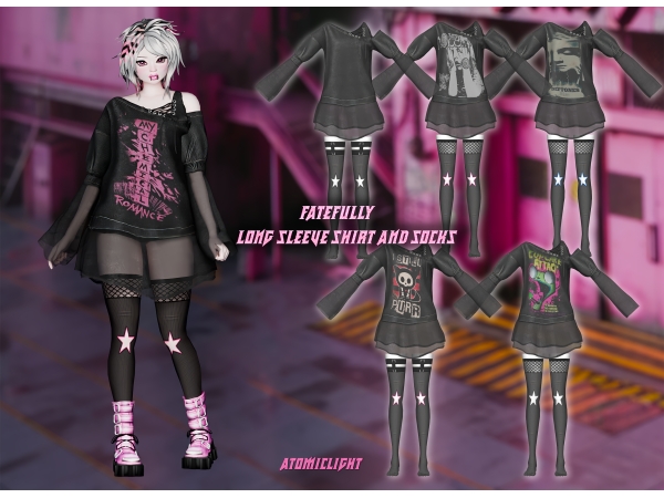 Mix Fatefully long sleeve sheer shirt and socks by simsfinds - The Sims 4 Custom Content