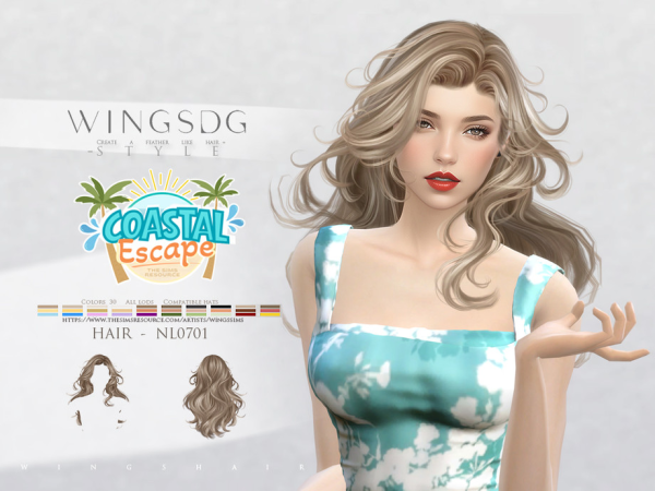 Alpha WINGS HAIR flowing long hair by wingssims - The Sims 4 Custom Content